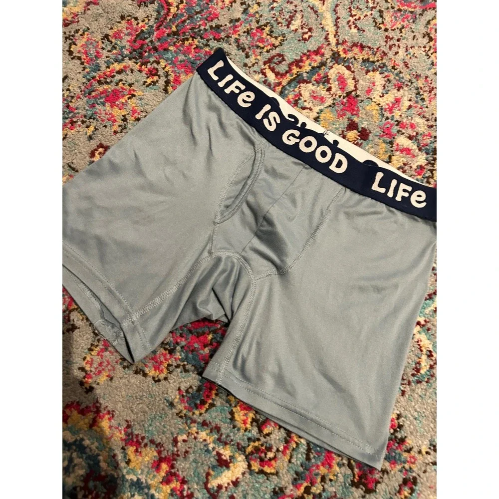 Life is Good Mens Boxer Briefs Light Blue Performance Underwear Size Small‎
